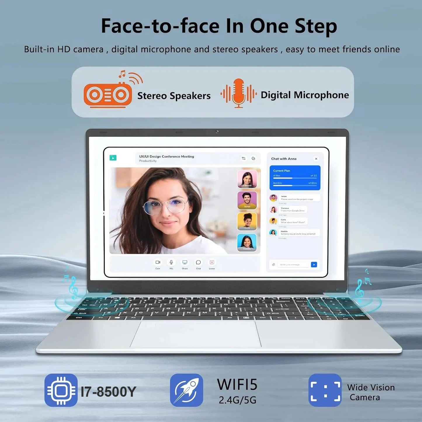 15.6 inch Portable i7 Laptop Fingerprint Unlock Notebook