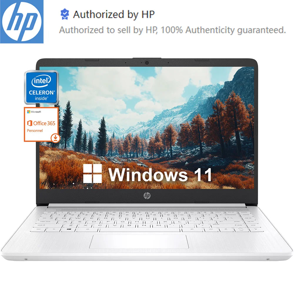 HP Newest 14" Business Laptop,Intel Celeron Micro 365,White