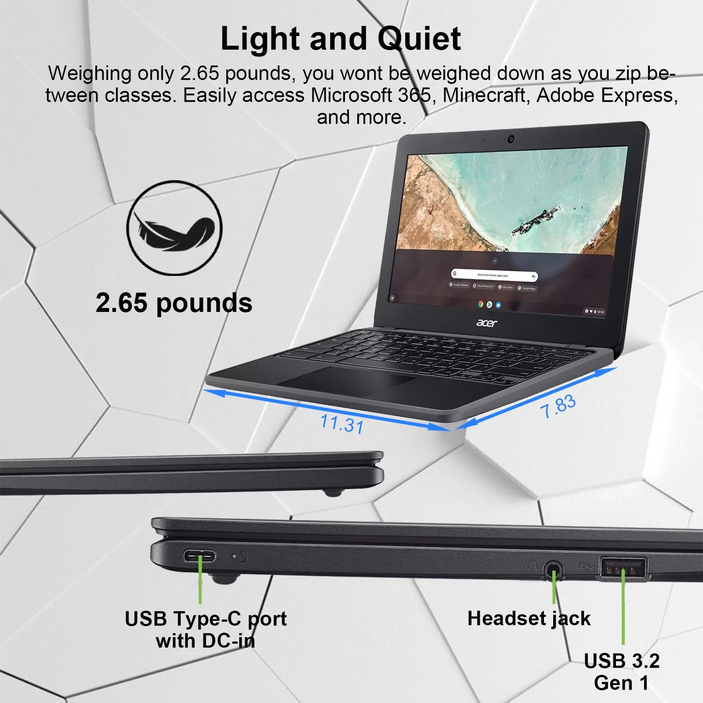 Chromebook Laptop, 11.6'' , Intel UHD Graphics, 10 Hours Battery Life