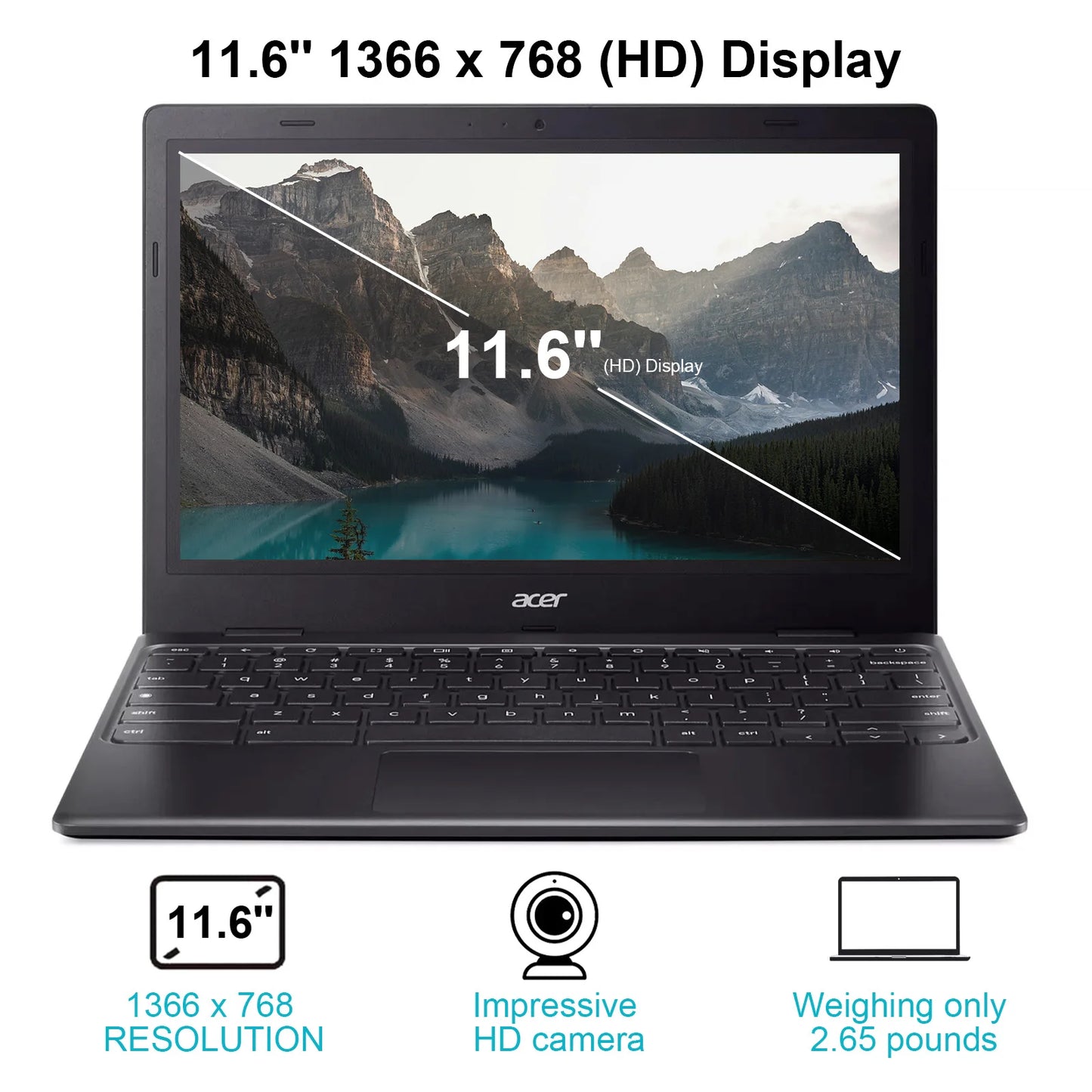 Chromebook Laptop, 11.6'' , Intel UHD Graphics, 10 Hours Battery Life