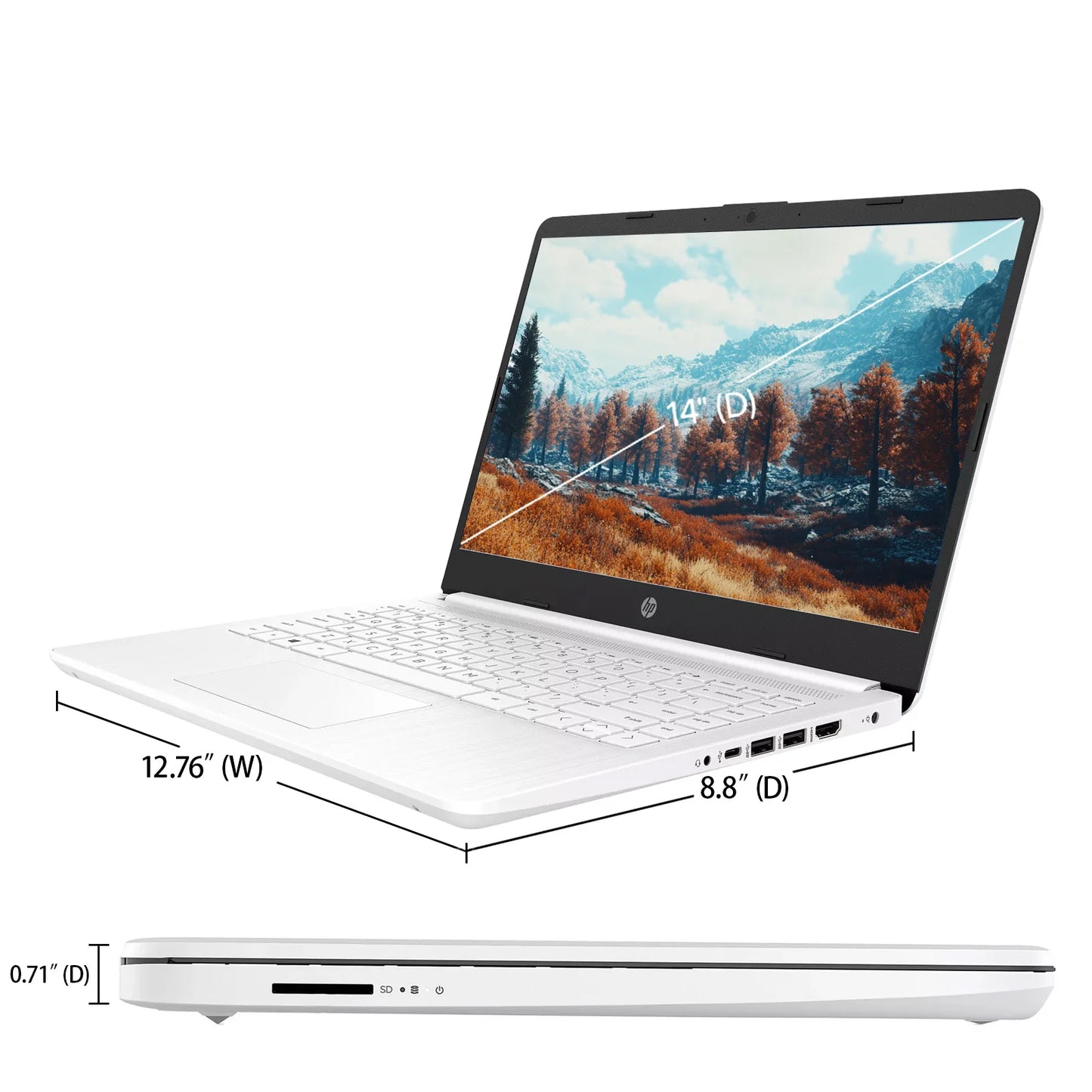 HP Newest 14" Business Laptop,Intel Celeron Micro 365,White