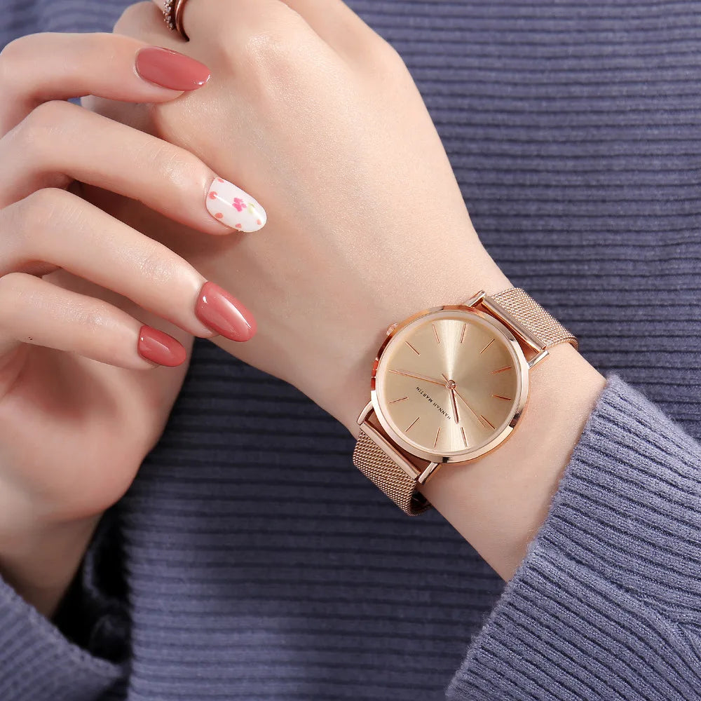 Stainless Steel Band Quartz Movement Waterproof Women