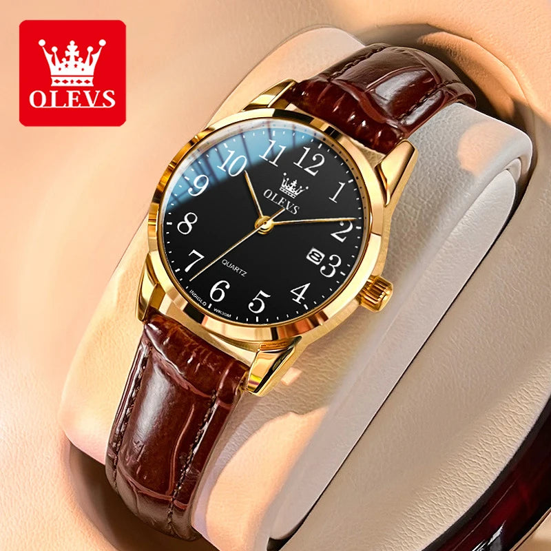 Quartz Watch for Men and Women Leather Strap Waterproof