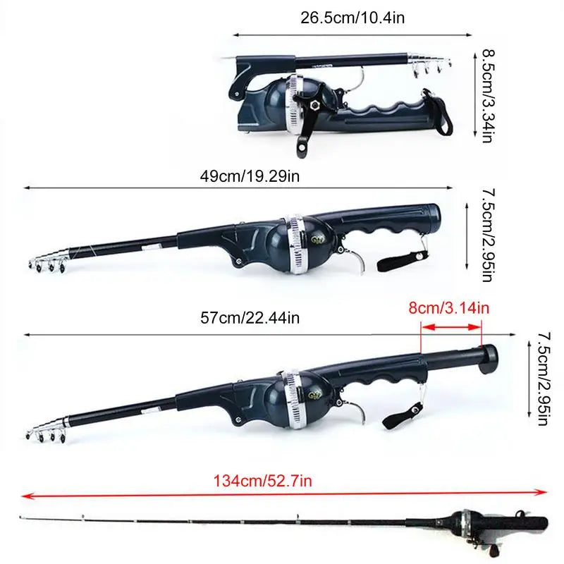 Telescopic Fishing Rod Reel Combo Foldable Compact Rod