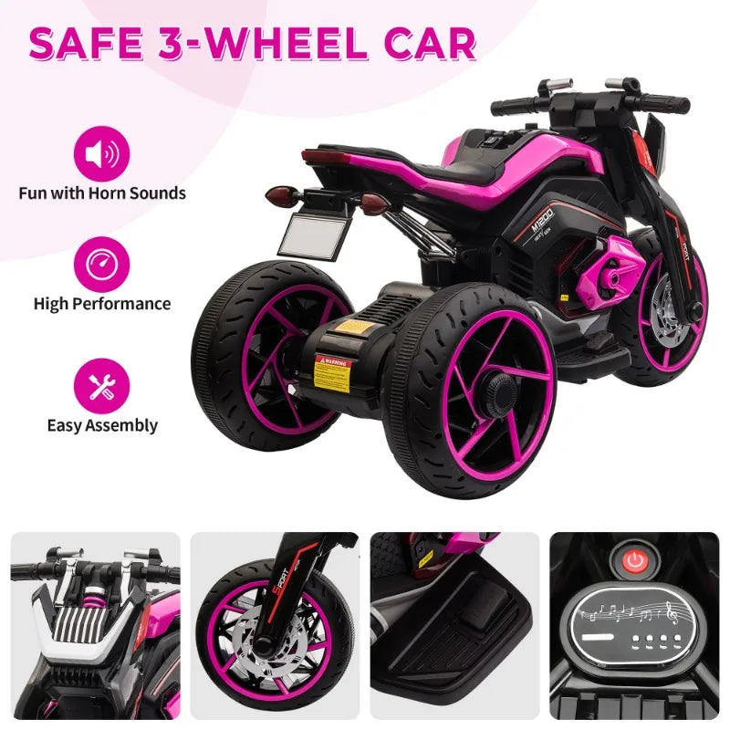 Three-wheel Ride On Motorcycle, Kids Electric Motorbike