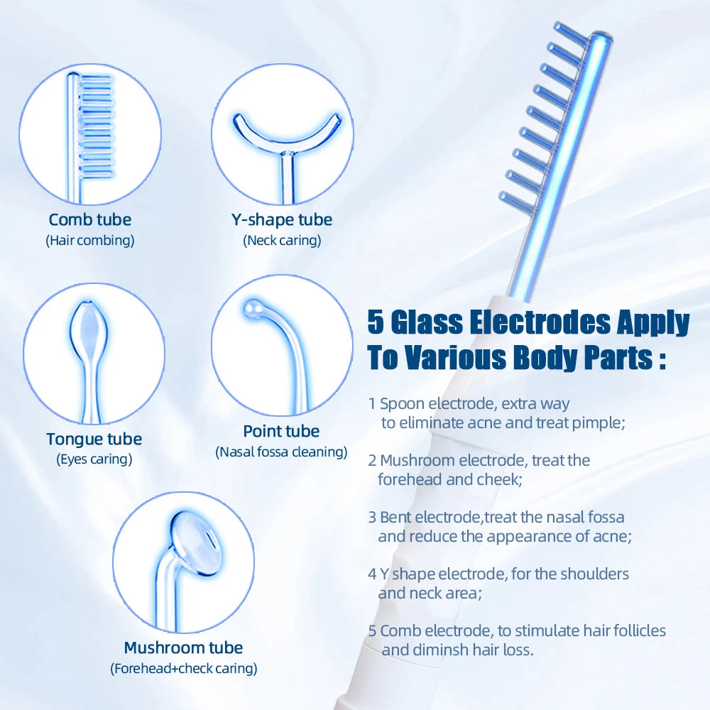 Blue 5-in-1 high Frequency Facial Machine For Hair Face