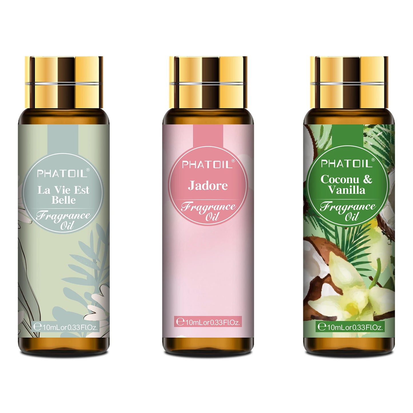3 PCS Fragrance Oils Set - 10 ml Coconut Vanilla,White Musk,Black