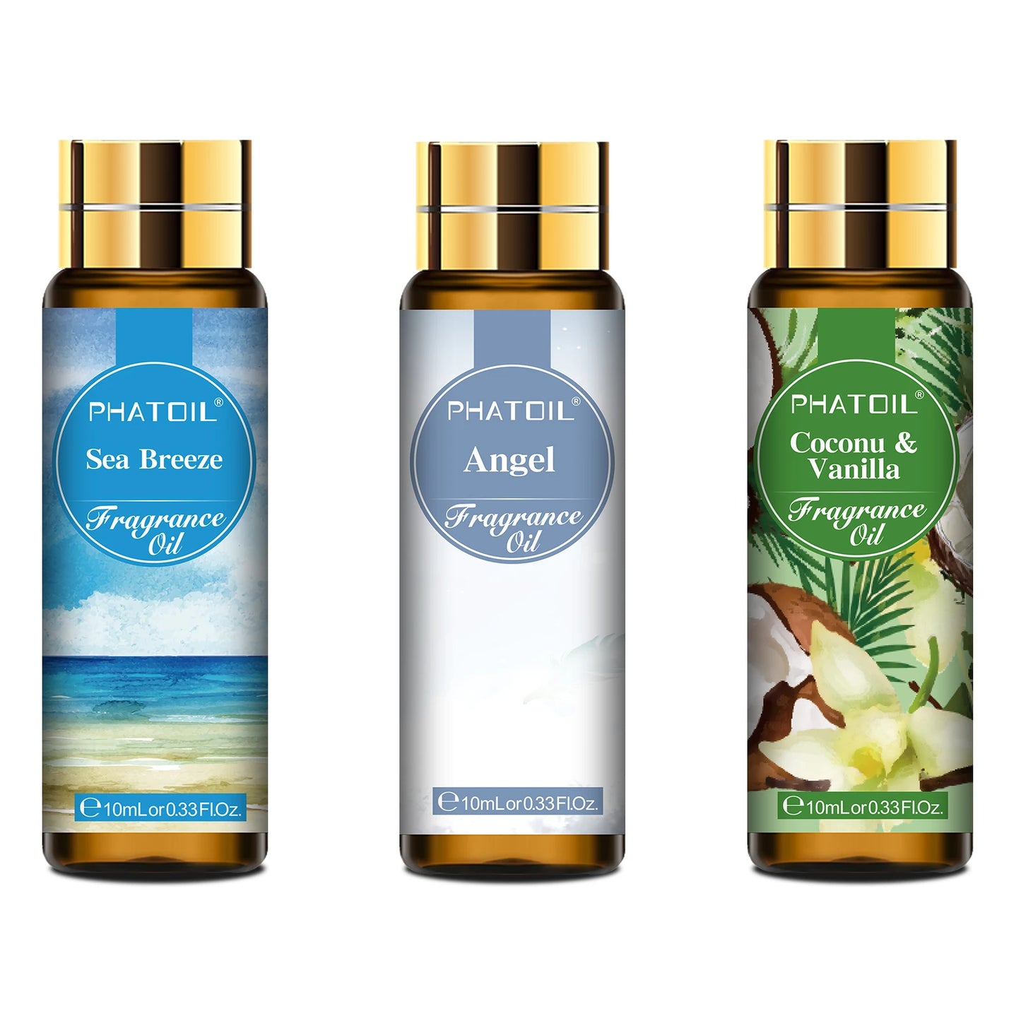 3 PCS Fragrance Oils Set - 10 ml Coconut Vanilla,White Musk,Black