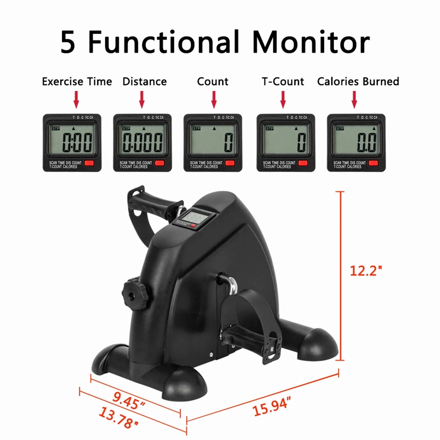 Home Use Hands and Feet Trainer Mini Exercise Bike Black