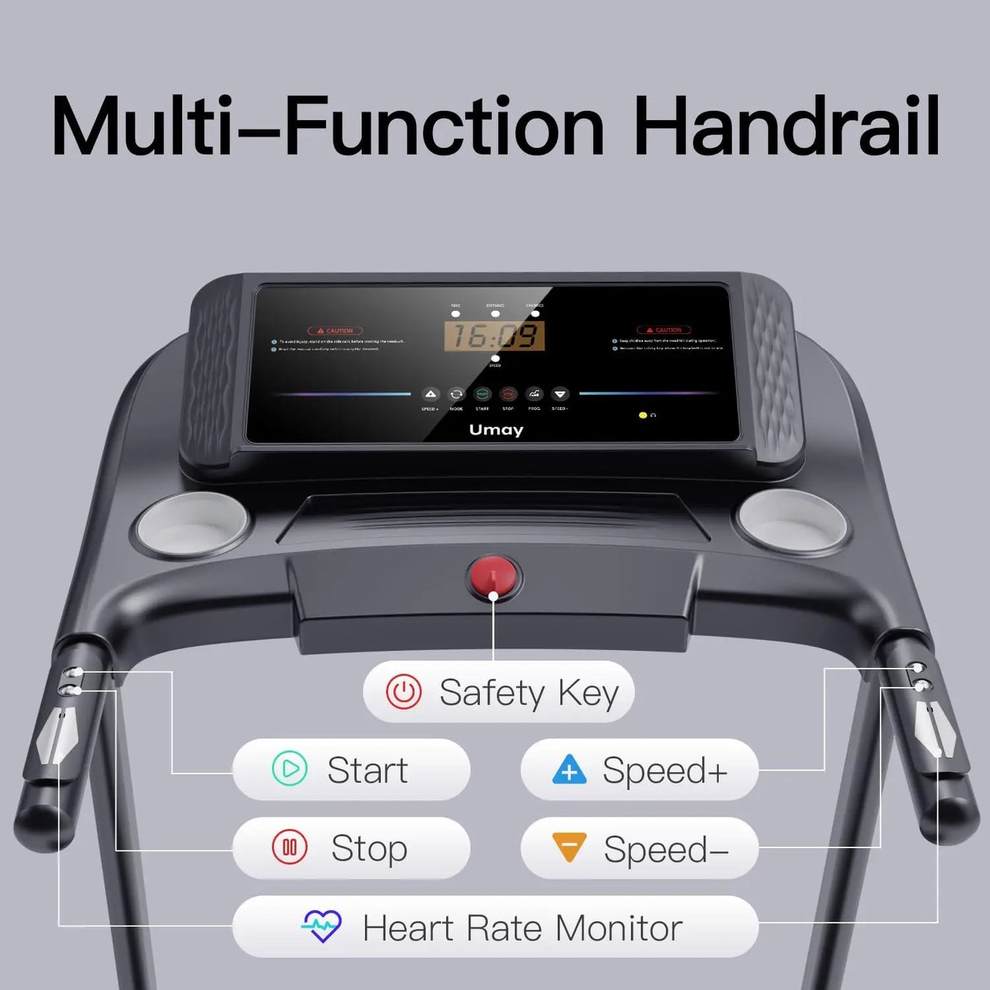 Fitness Home Folding Incline Treadmill with Pulse Sensors,
