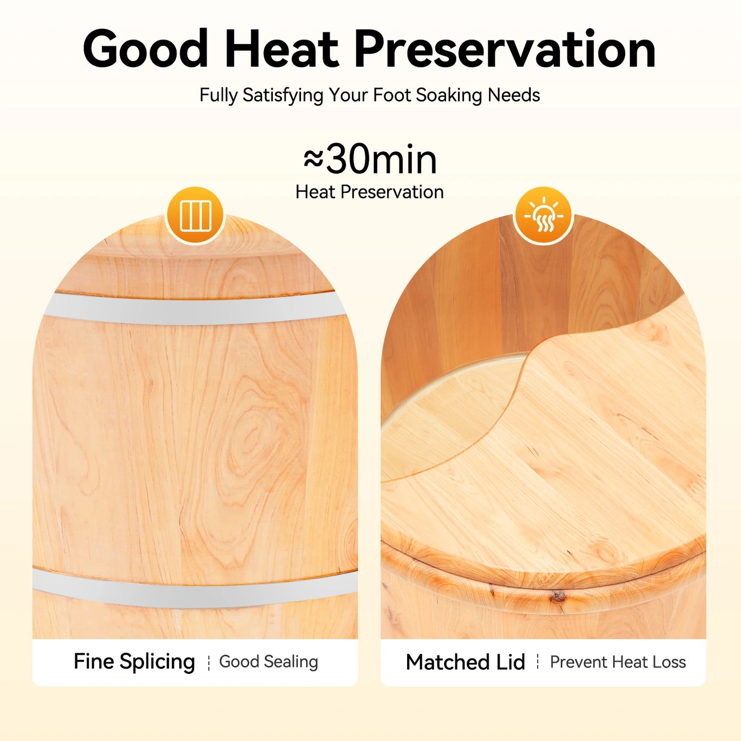 Wooden Bucket Foot Bath Massage, and Lid,