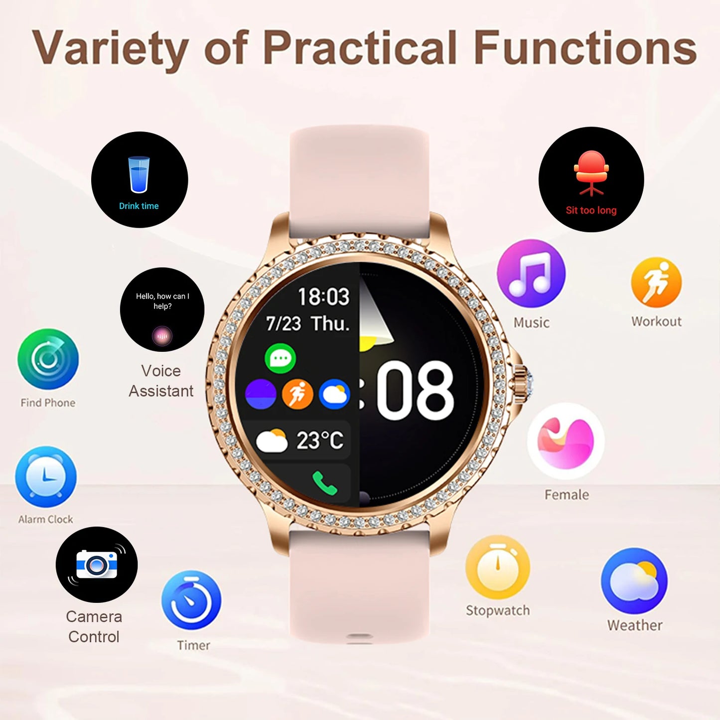 Smart Watch For women - " Touchscreen Fitness Tracker