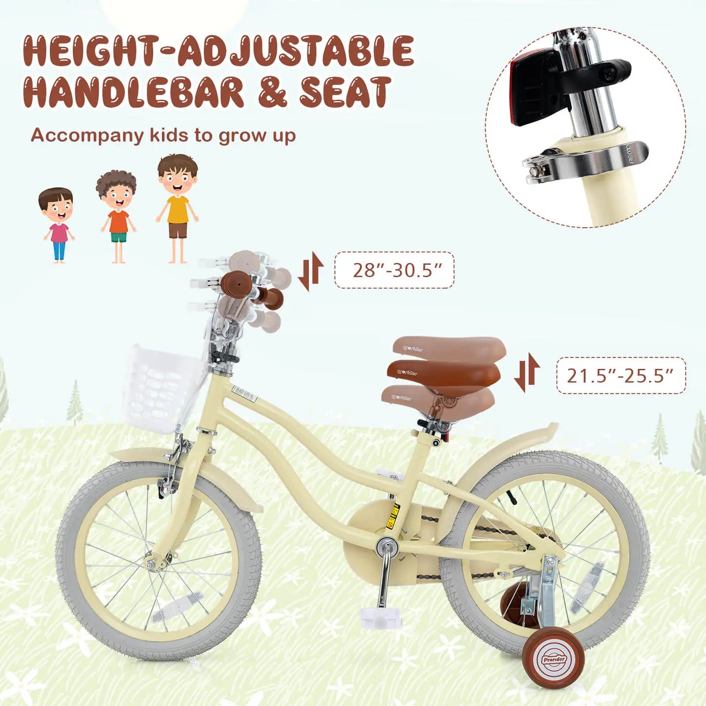 16" Kids Bike Toddler Adjustable Bicycle w/Training Wheel