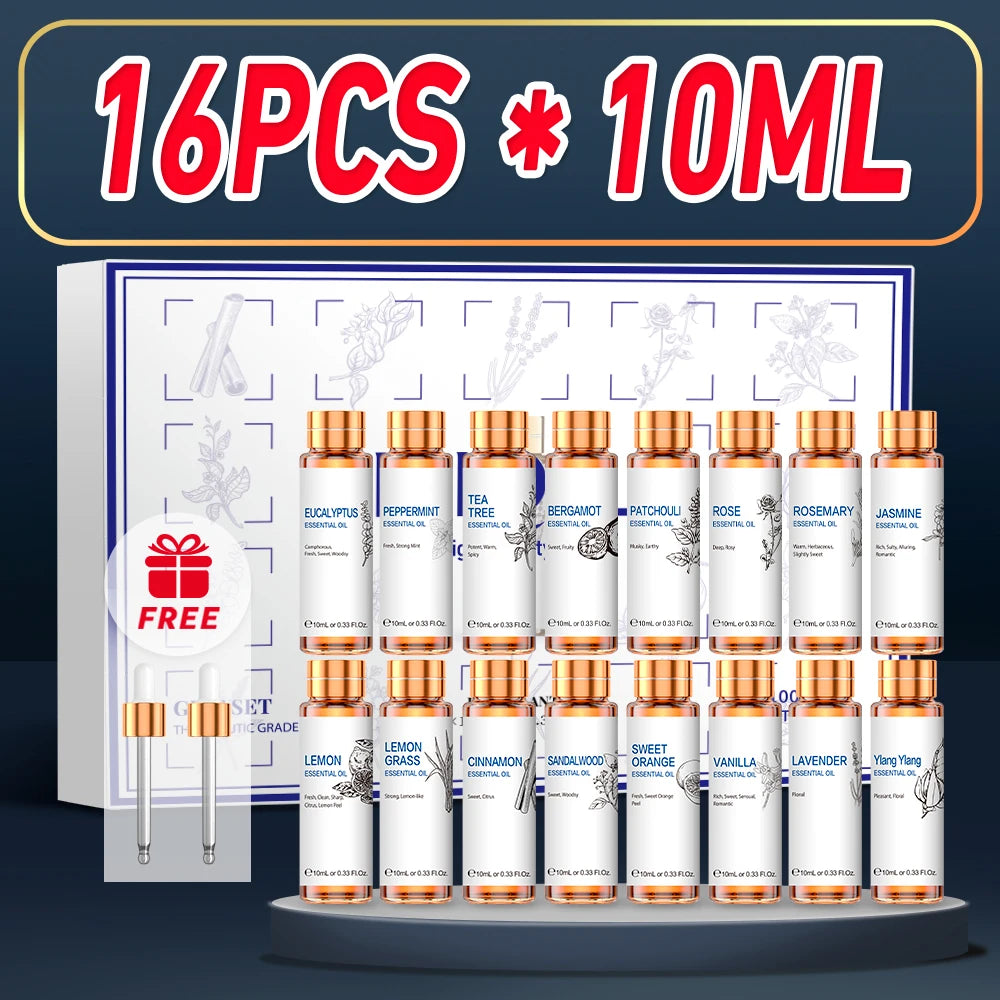 16 PCS 10 ML Essential Oils Set, Pure Lavender,Eucalyptus,Vanilla, Jasmine,Mint,Rose 7