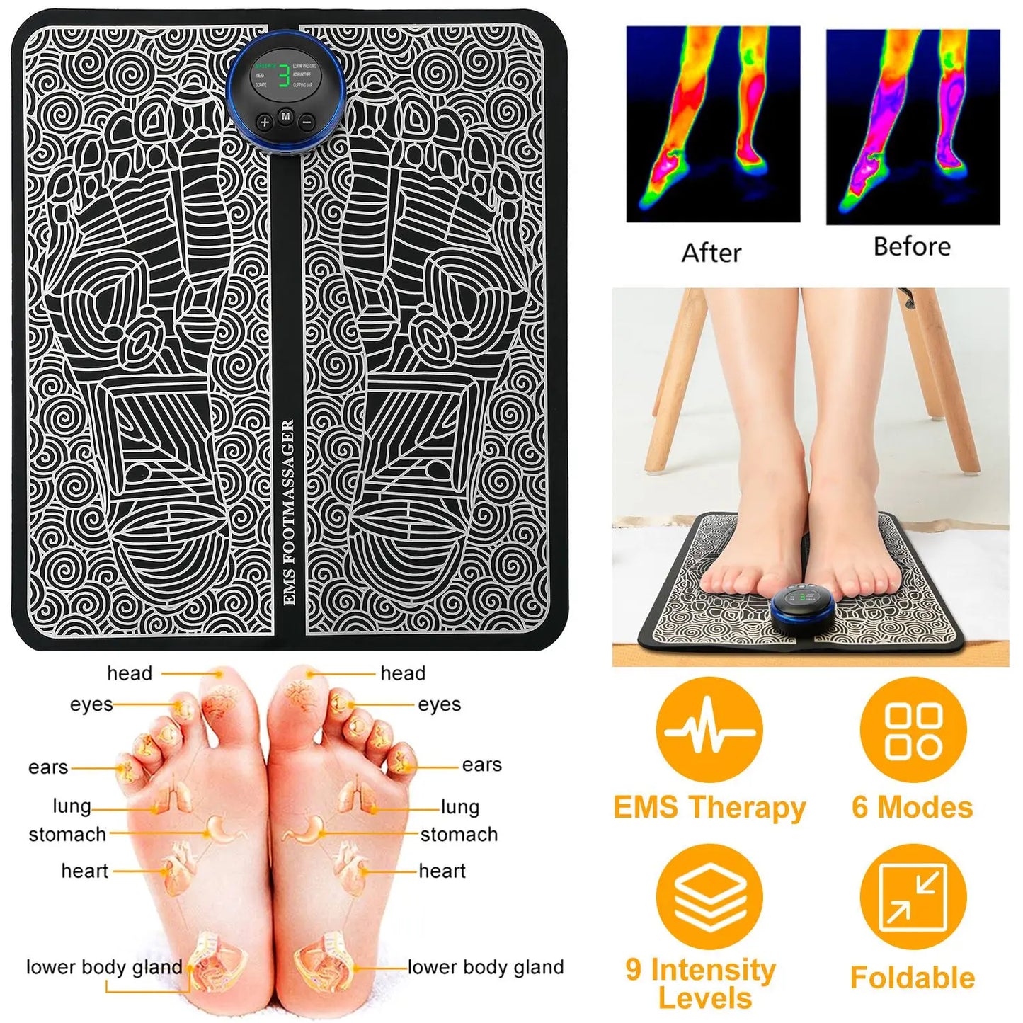Foot Massager Pad Muscle Stimulator Foldable