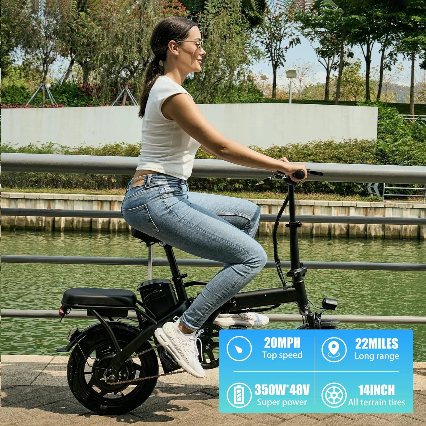 Foldable Electric Bike Commute w/ Seat & Basket