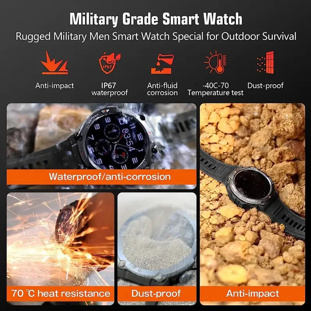 Men's Smart Watch Big Screen Bluetooth Call Military
