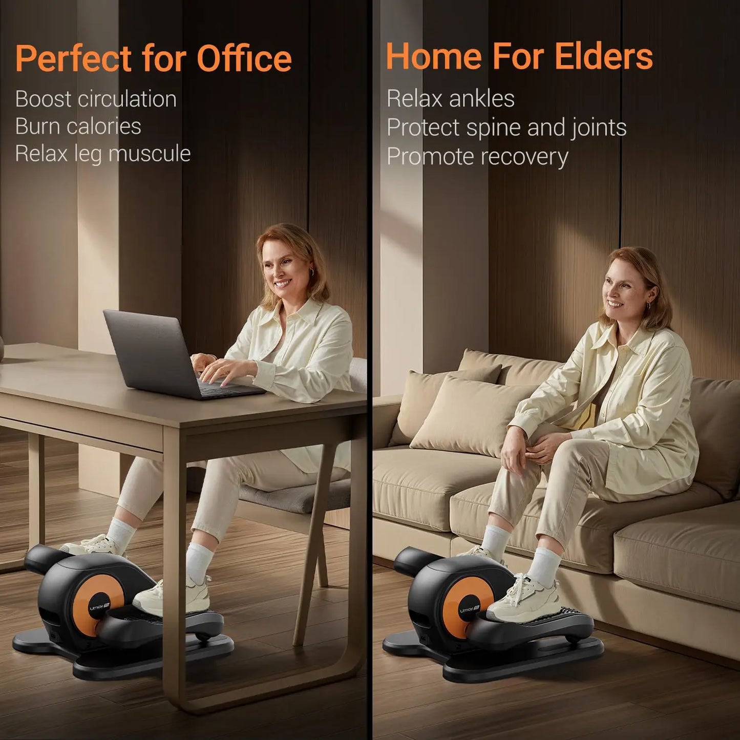 Quiet Portable Under Desk Elliptical for Seniors,