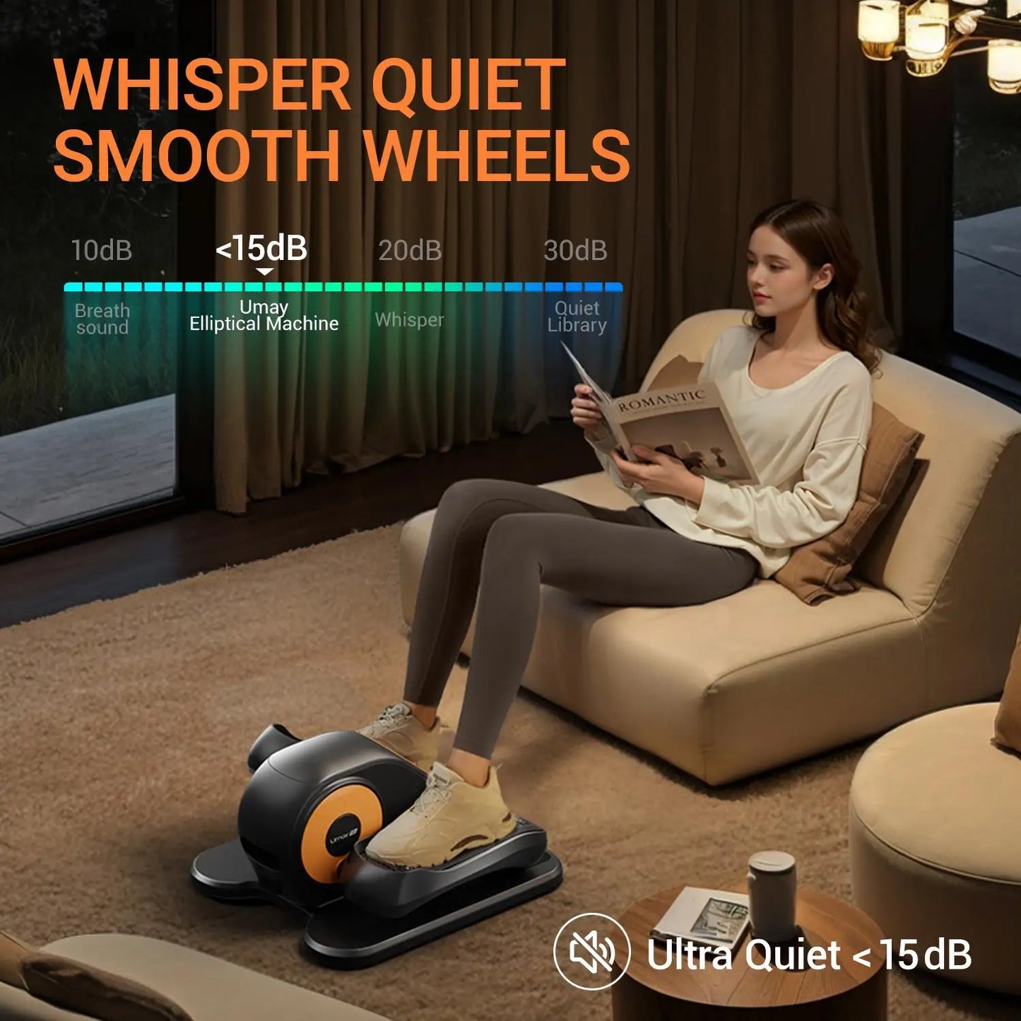 Quiet Portable Under Desk Elliptical for Seniors,