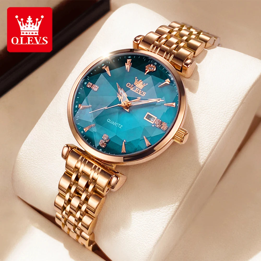 Luxury Elegant Women Watch High Quality Diamond Rose Gold Waterproof