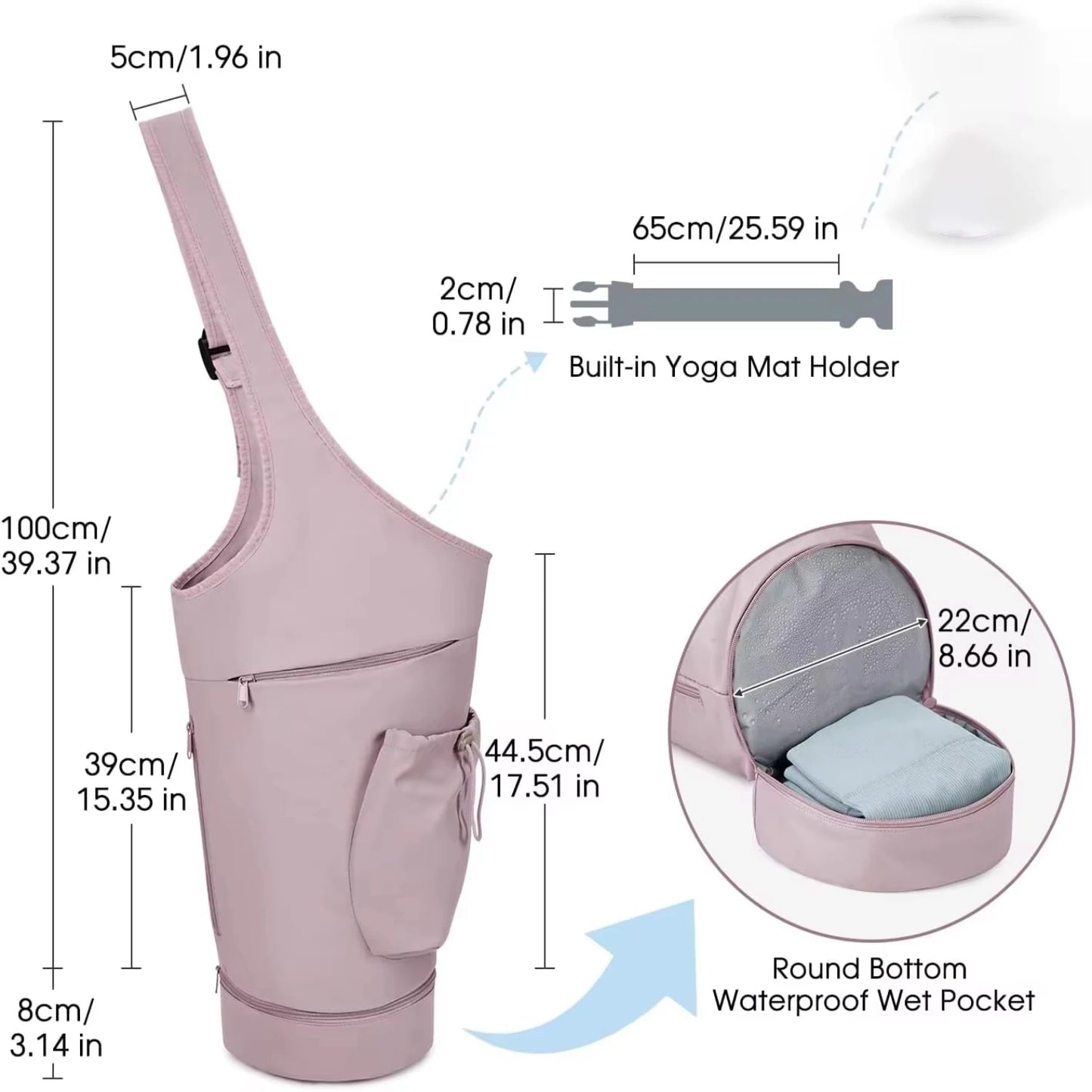 Yoga Mat Large Opening Long Tote Waterproof