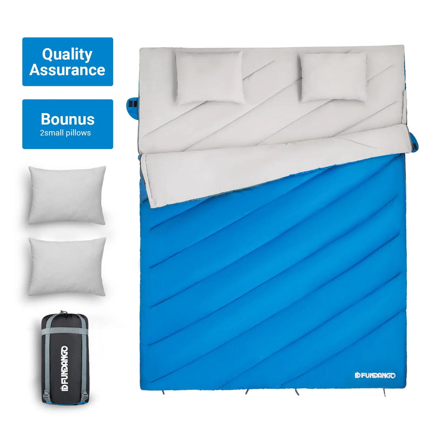 3-in-1 Double Sleeping Bag, Family Couple Camping Backpack