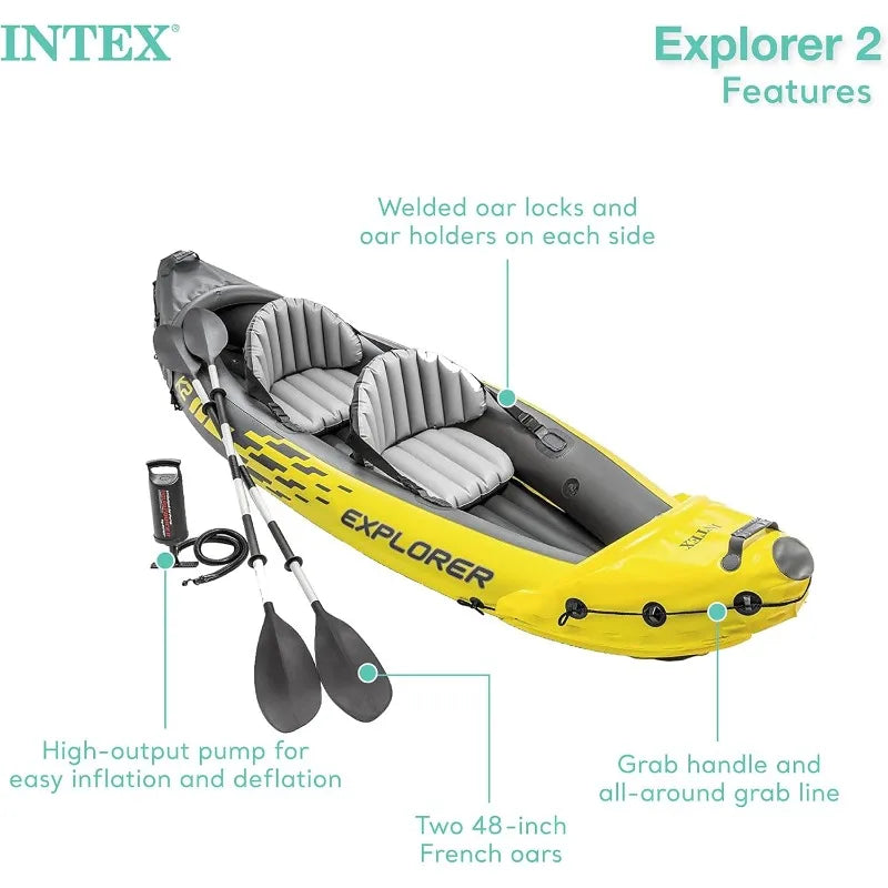 Inflatable Kayak Set: Includes Deluxe 86 Aluminum Oars