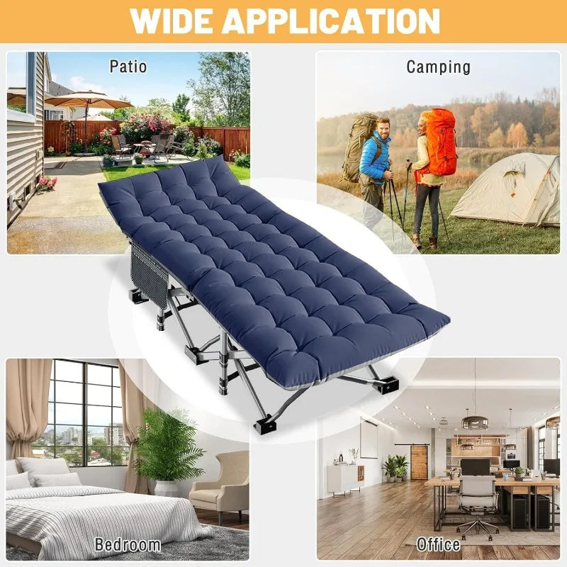 Folding Camping Cot with Mattress, 2 Pack Heavy Duty Folding