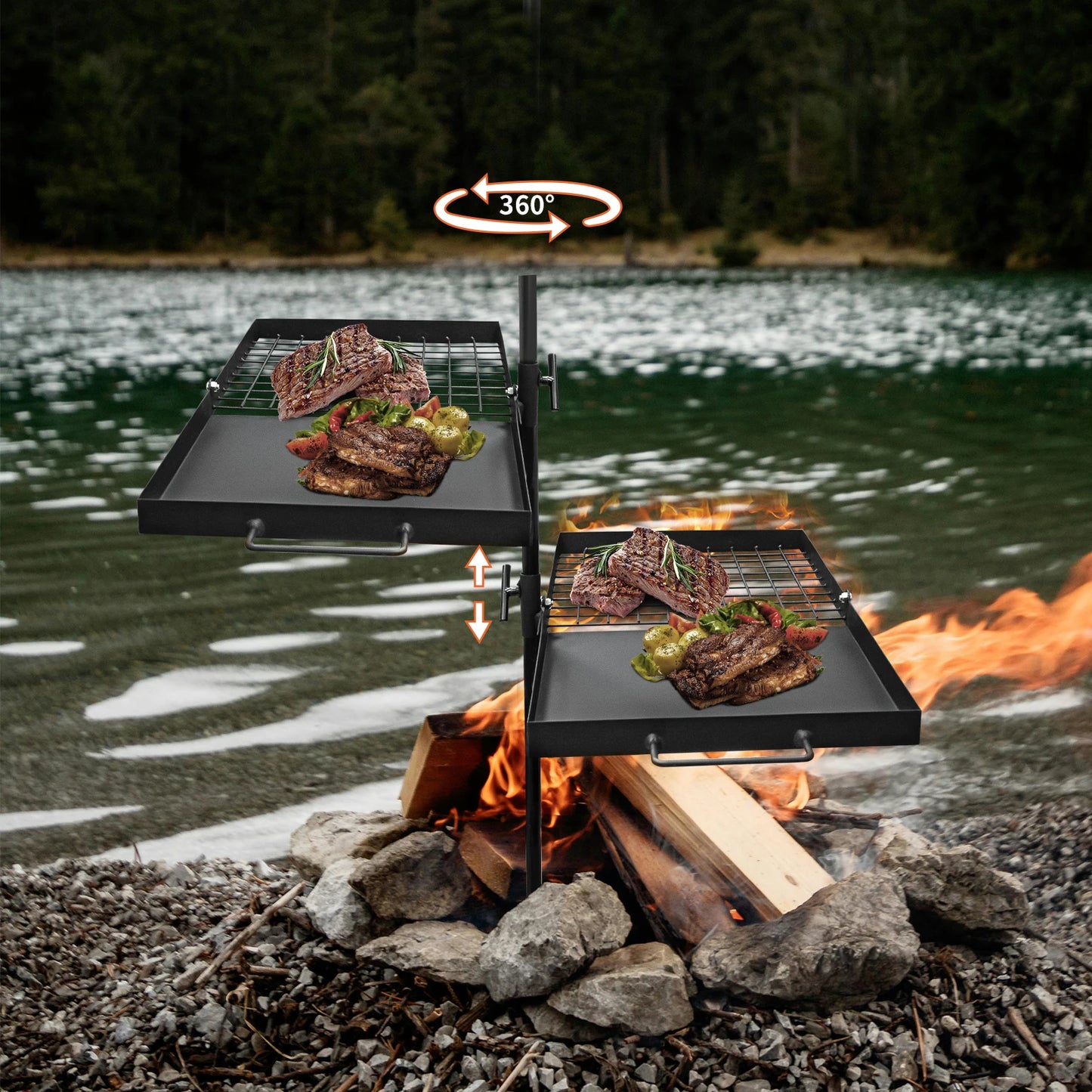 Heavy Duty 24" Folding Campfire Grill Camp Fire