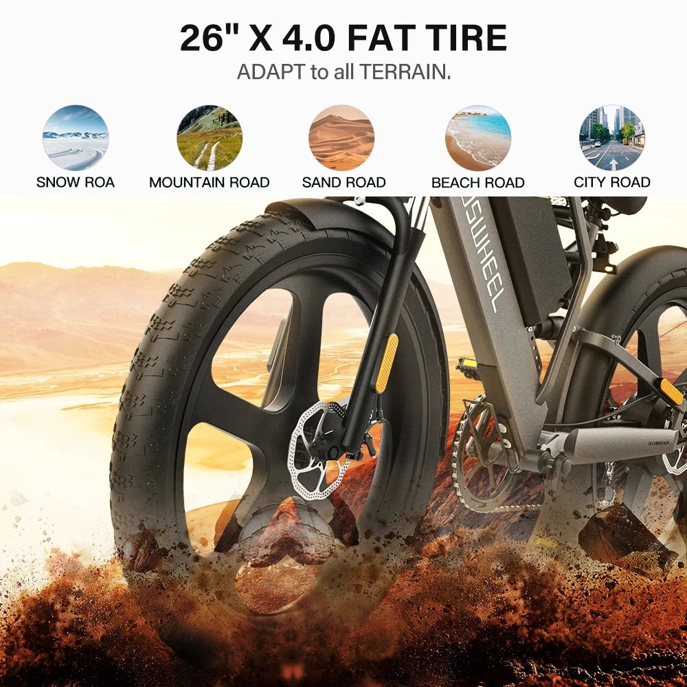 Electric Bike 26 Inch Fat tires Adult Mountain
