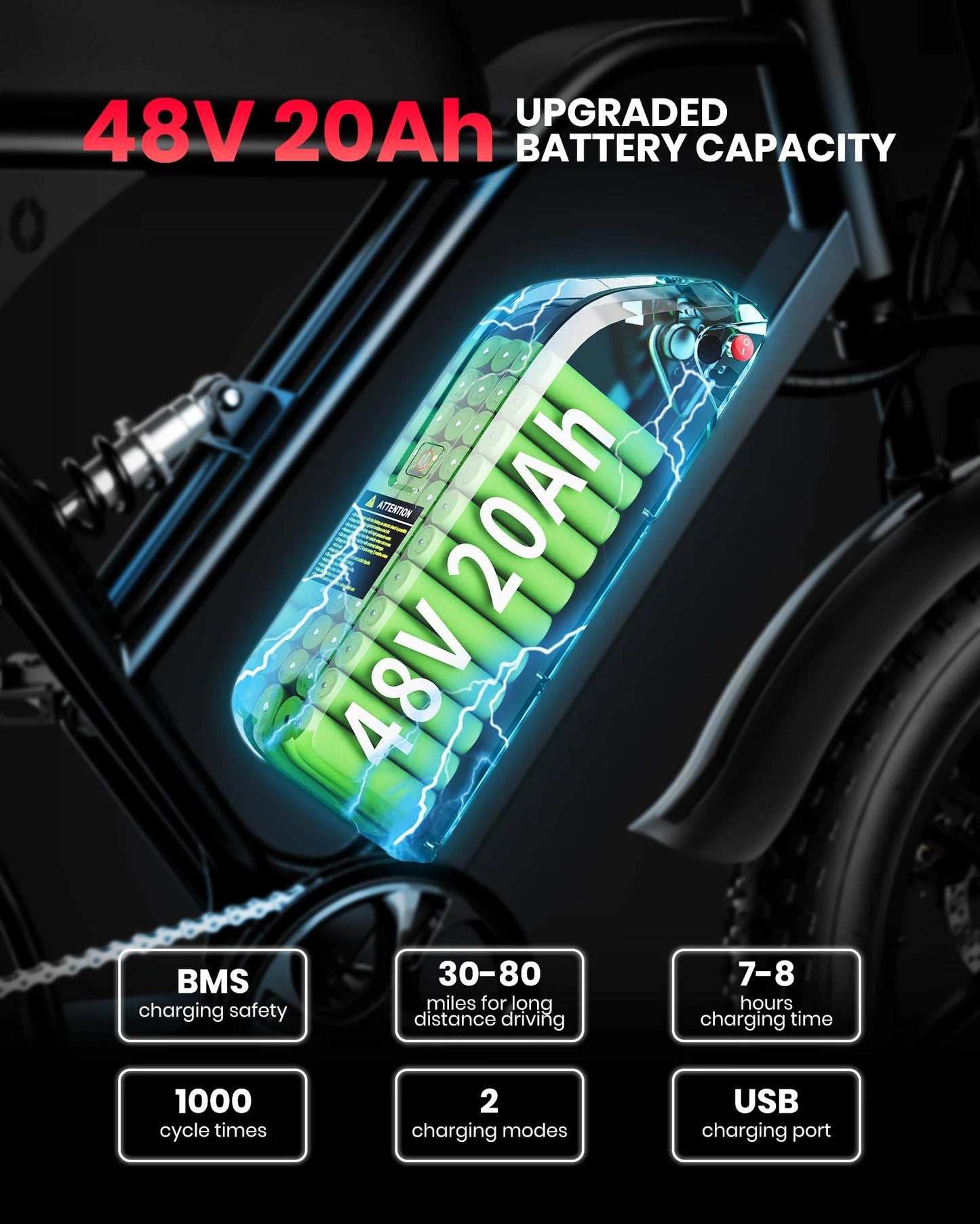 V9-G60 Adults Electric Bike 1000W Motor Bicycle