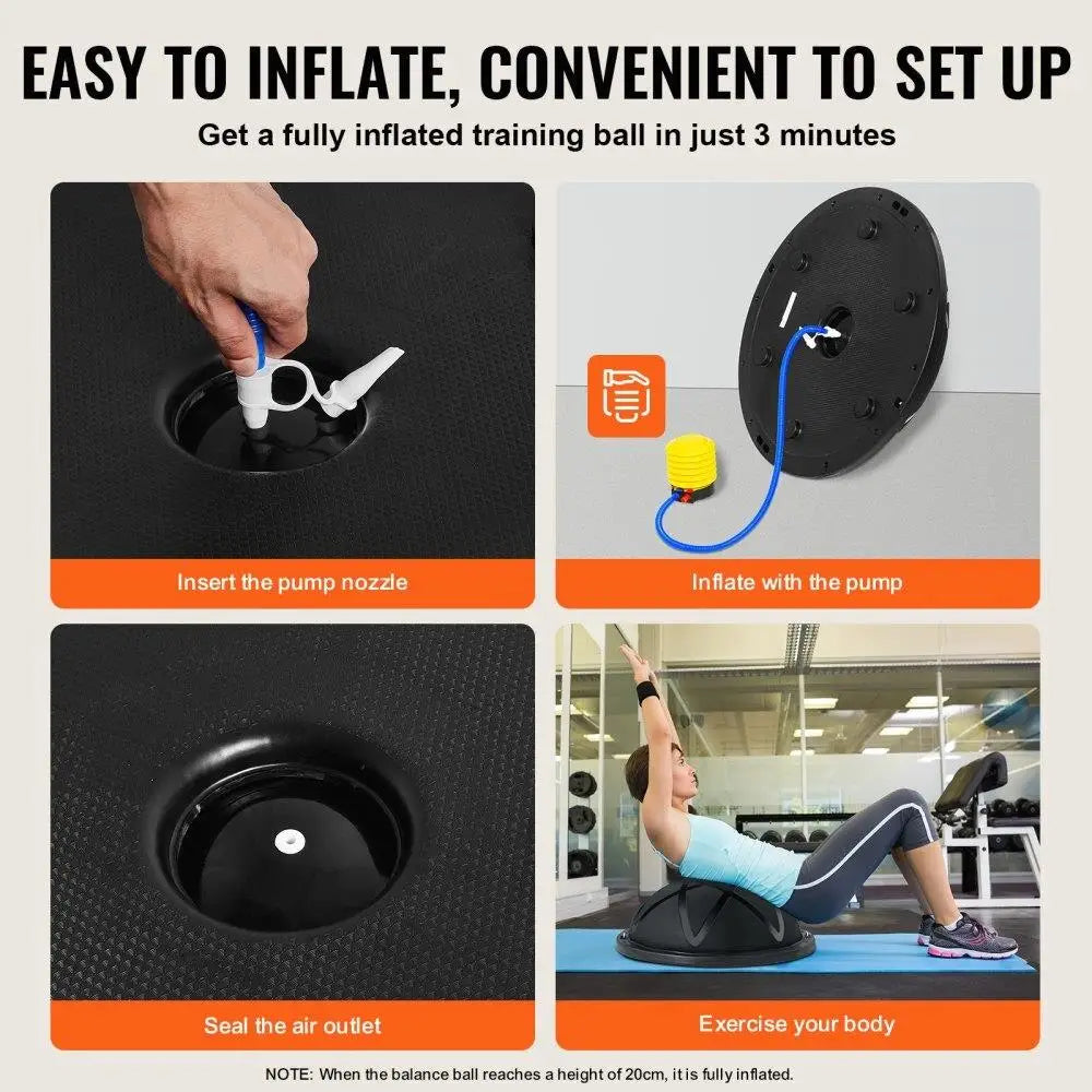 23-Inch Half Exercise Ball Trainer with Pump & Resistance Bands - 660 lbs