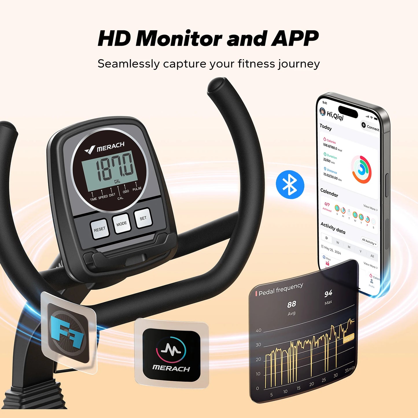 Recumbent Exercise Bike High-end for Home Light