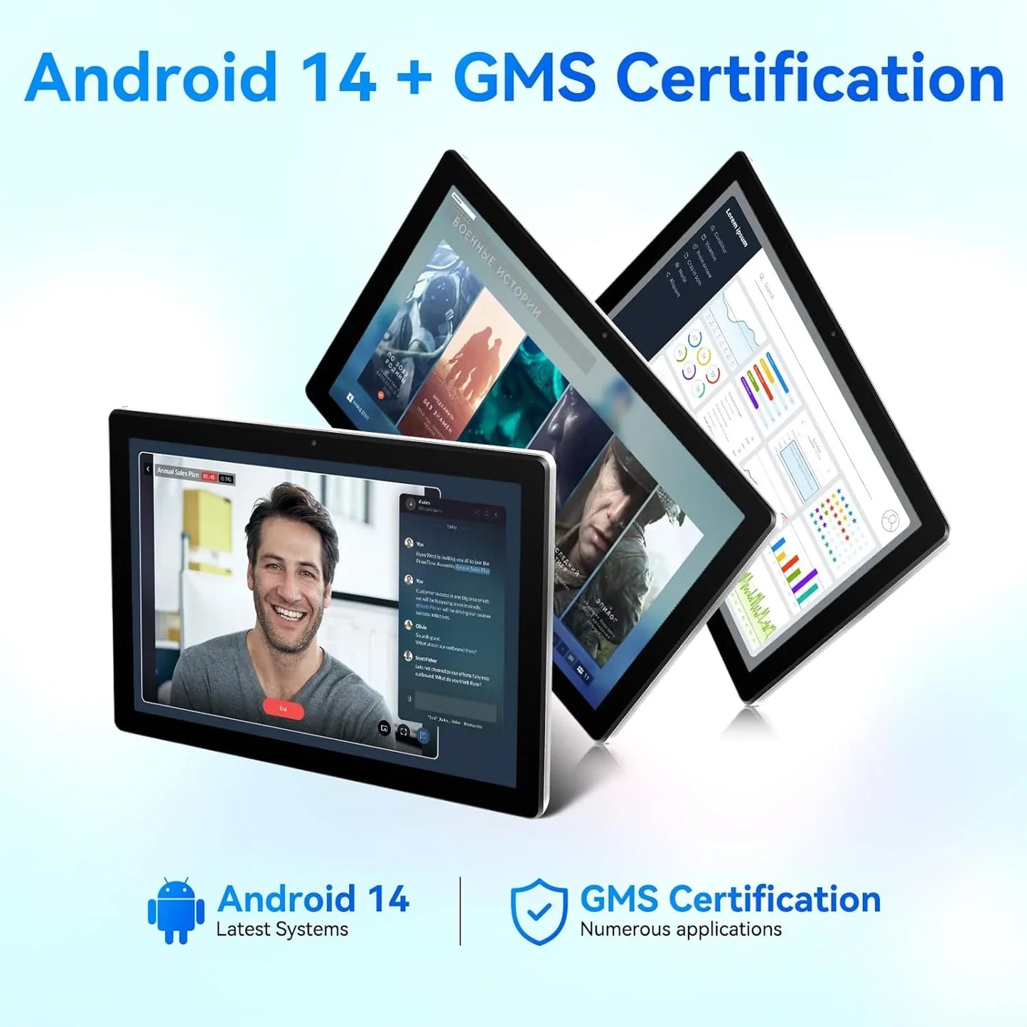 10 inch Tablet Android 14 Tablet, WiFi 6, Bluetooth