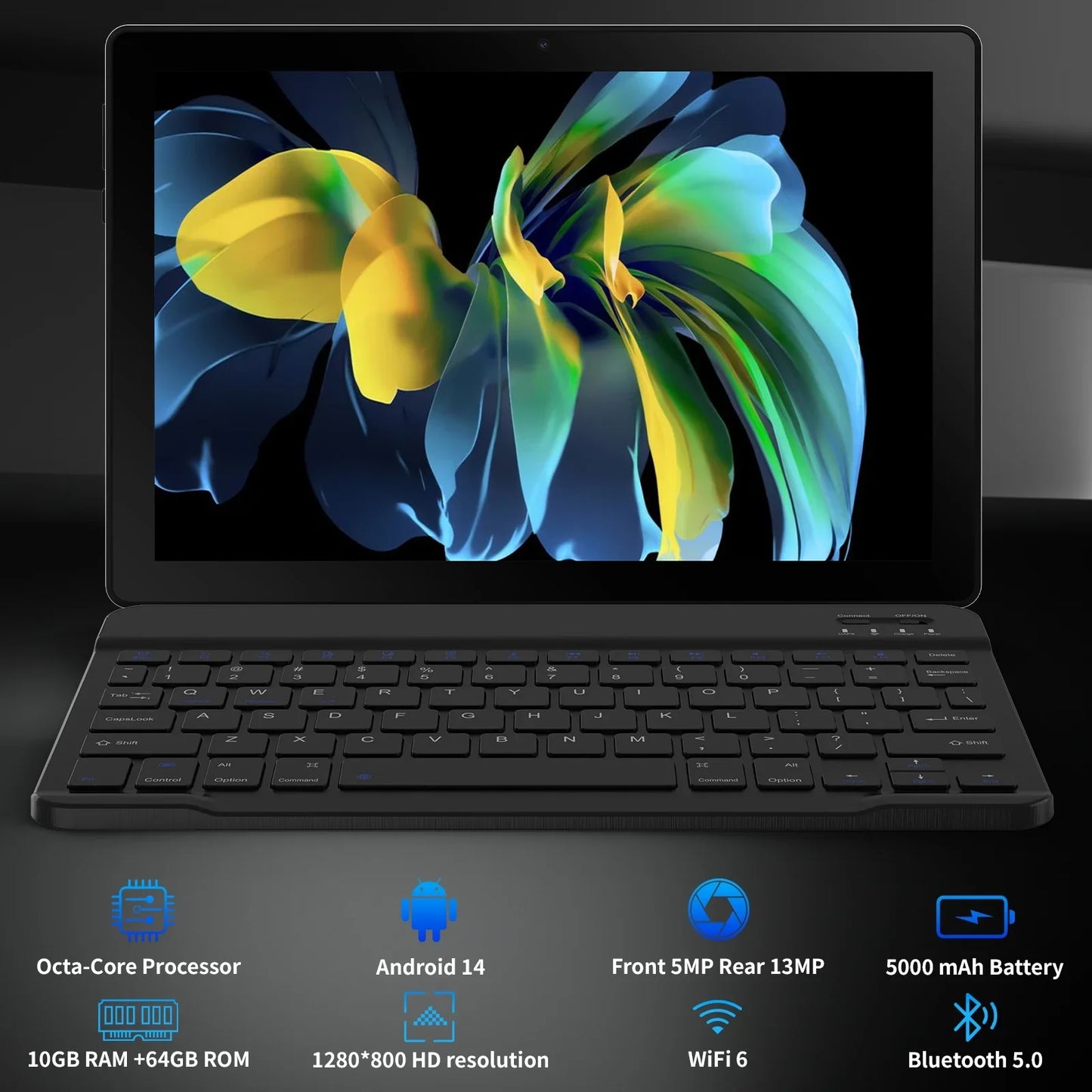 Android 14 10 inch Tablet, Face Unlocked,Keyboard & Mouse Set,