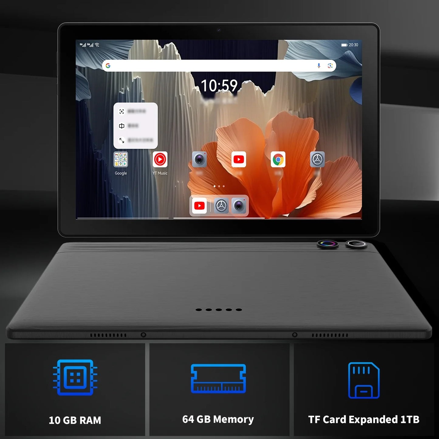Android 14 10 inch Tablet, Face Unlocked,Keyboard & Mouse Set,