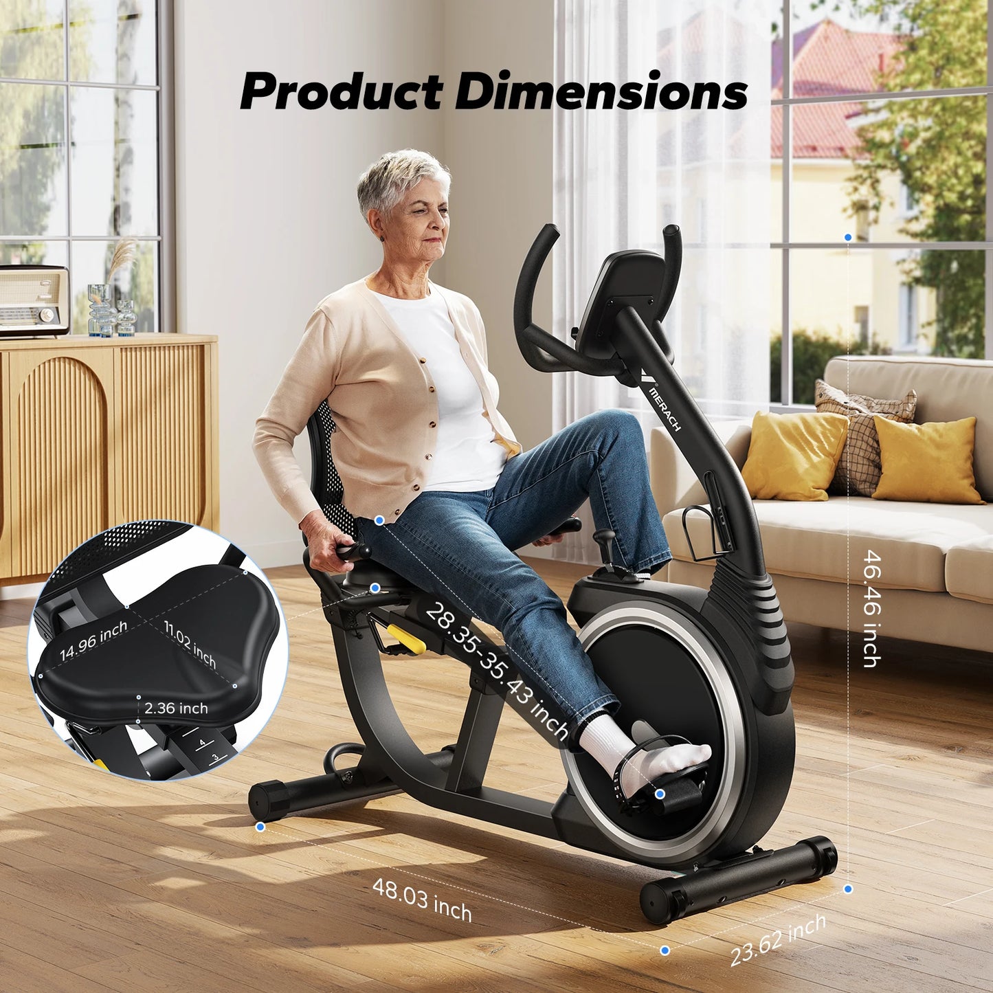 Recumbent Exercise Bike High-end for Home Light