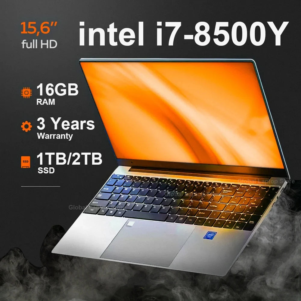 15.6 inch Portable i7 Laptop Fingerprint Unlock Notebook