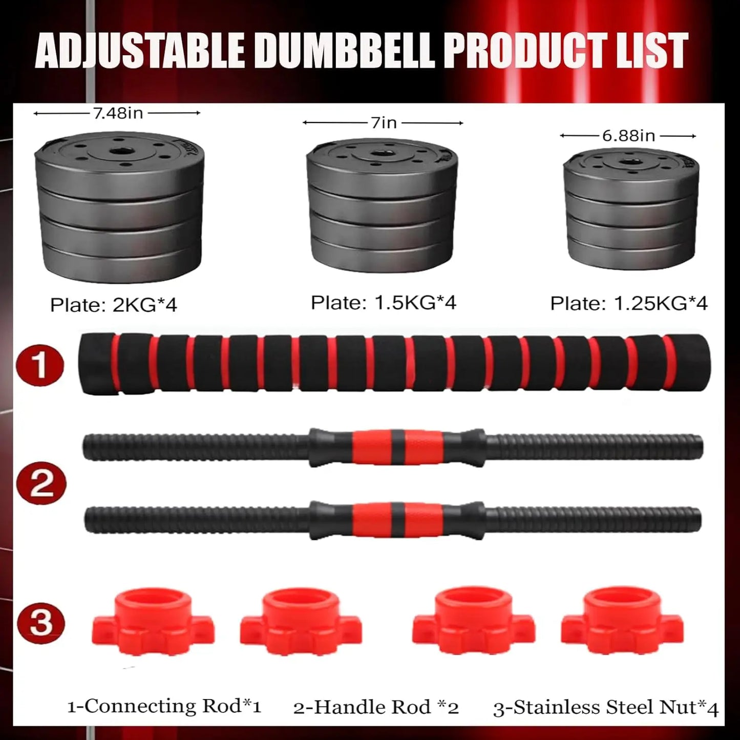 44bls Adjustable Dumbbell Set for Home Gym Fitness