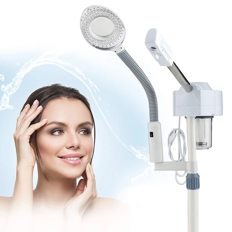 2 in 1 Facial Steamer  Facial Steamer on Wheels with 5X Magnifying Lamp