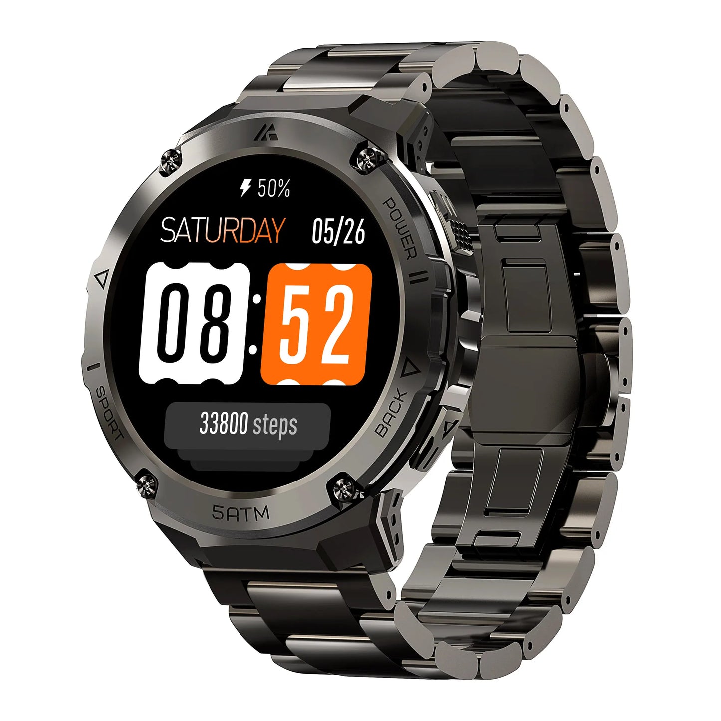 GPS Smart Watch For Men Compass Altimeter Altitude Stainless Steel