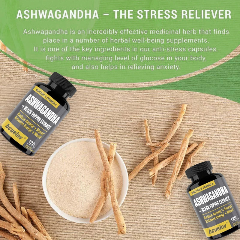 Ashwagandha + Black Pepper , 2700 mg, supports energy and mood,