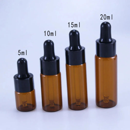 Amber Glass Dropper Bottle Jars Vials With Pipette - Pack of 50 -