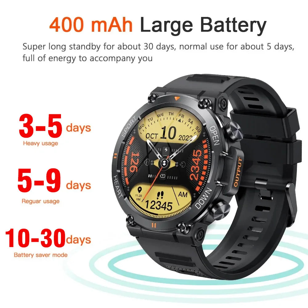 Men's Smart Watch  Big Screen Bluetooth Call  Military