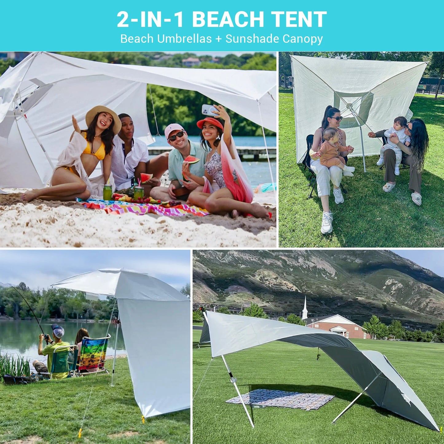 Beach Umbrella Tent, Camping Sun Shelter,