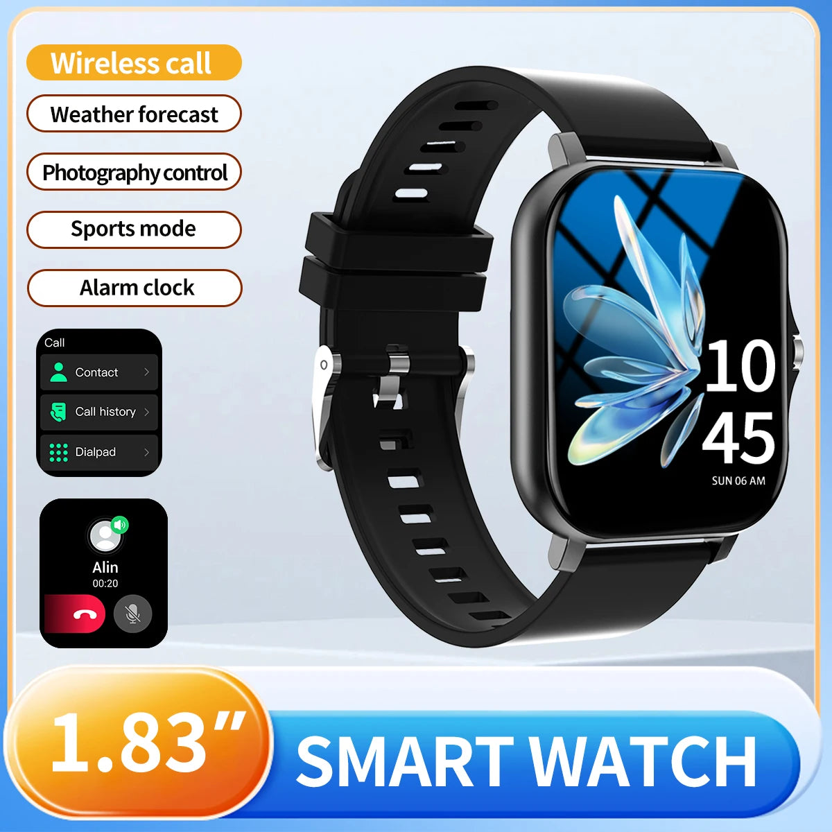 Outdoor sports smartwatch, wireless calling, information reminder,