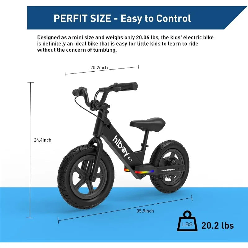 Electric Balance Bike for Kids, 12 Inch Tires,