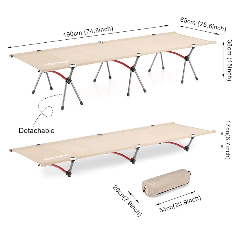 Camping Cot with Leg Extenders Portable Folding Bed