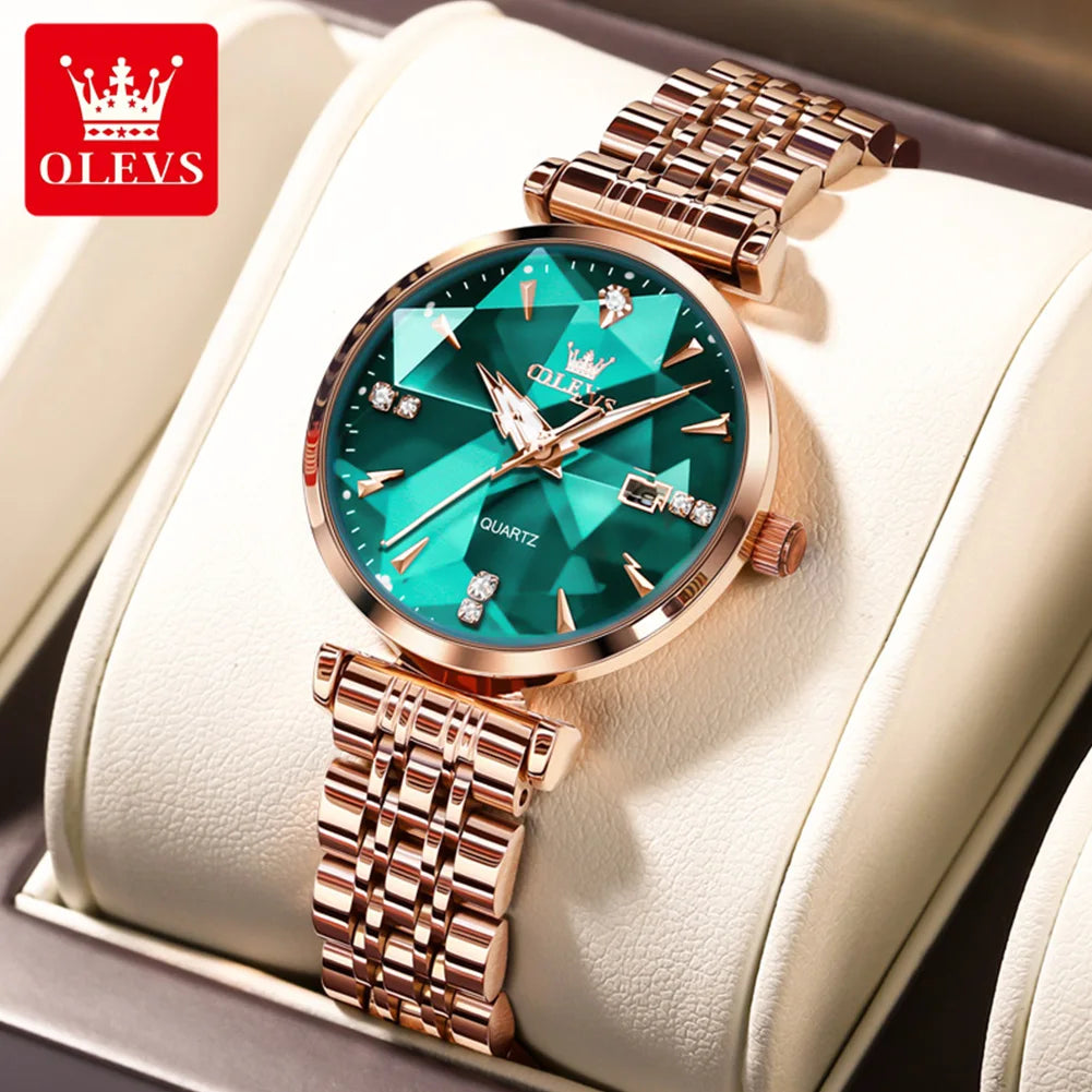 Luxury  Elegant Women Watch High Quality Diamond Rose Gold Waterproof
