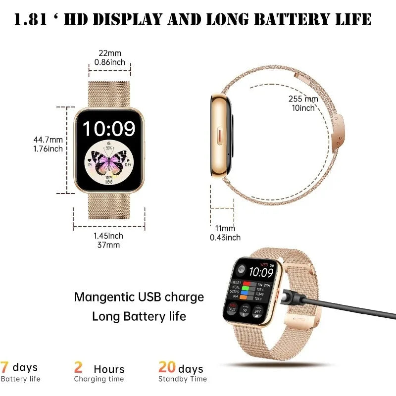 smart Watch (Answer/Make Calls), 1.85"HD Smart Watch for Women,